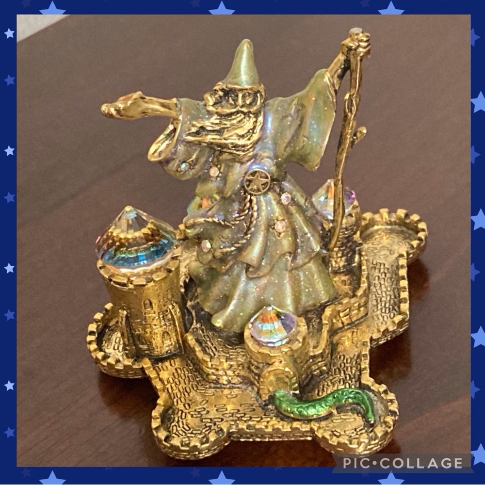 Vintage Wizard and Castle With Crystals Collectible Figure. Beautiful! Used.
